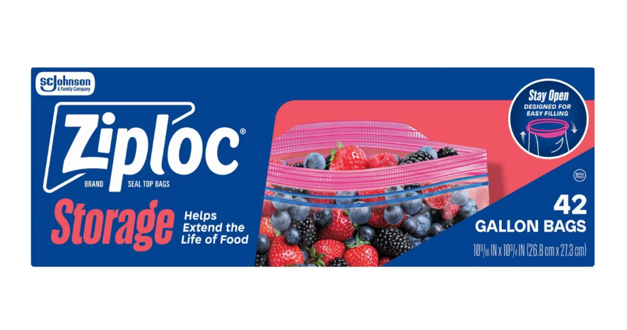 Ziploc Gallon Food Storage Bags with Stand-Up Bottoms 42ct