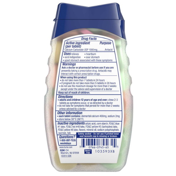TUMS Antacid Ultra Maximum Strength Chewable Tablets, 72 Count