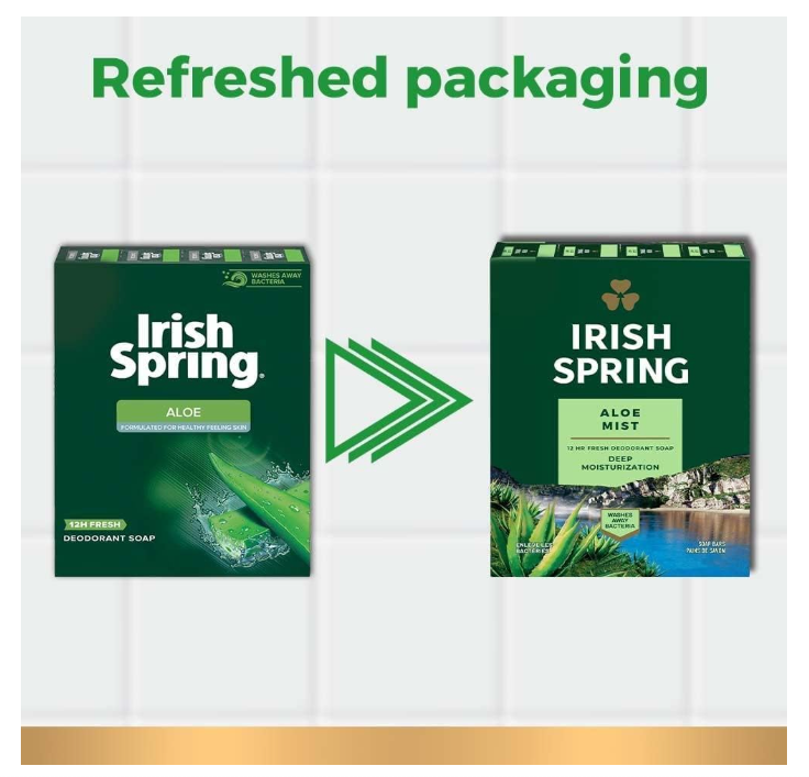 Irish Spring Aloe Mist Deodorant Soap with Flaxseed Oil 3.7oz – 3 Pack