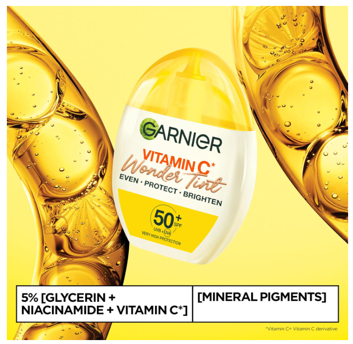 Garnier Vitamin C Wonder Tint All-In-1 Tinted Fluid SPF 50+ with Niacinamide 40ml