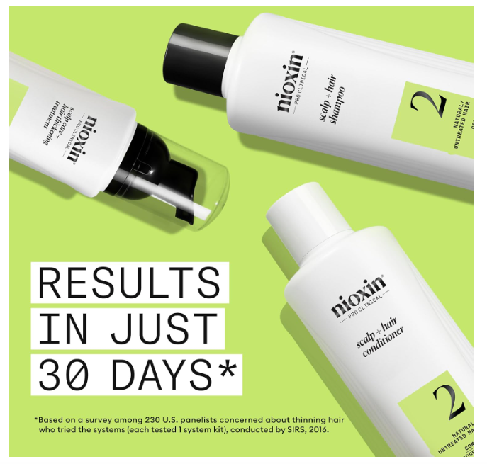 Nioxin System 2 Trial Kit – 150ml Shampoo + 150ml Conditioner + 40ml Treatment