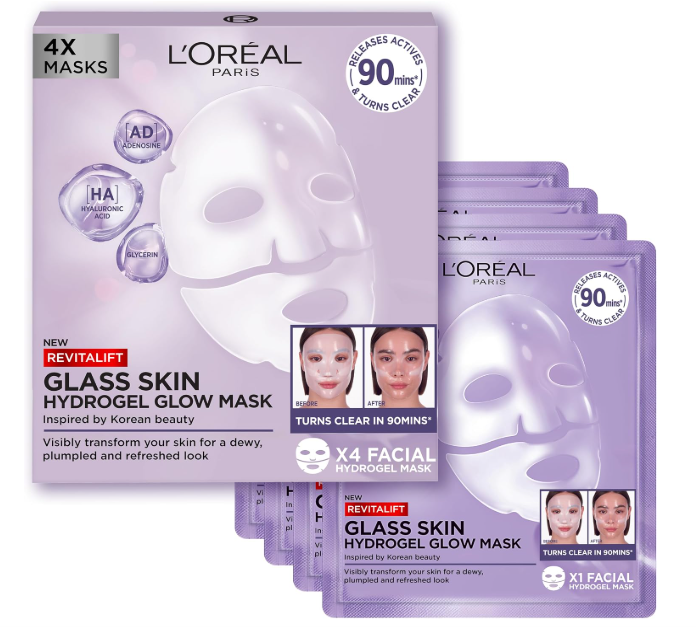 L'Oréal Paris Glass Skin Hydrogel Glow Mask – Box of 4