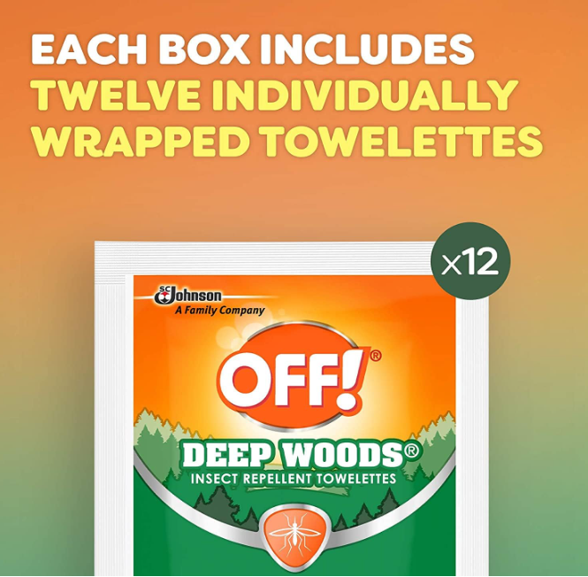 OFF! Deep Woods Insect Repellent Towelettes 12 Count Box 1pck