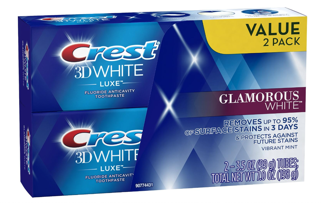 Crest 3D White Luxe Toothpaste 99g 2pck