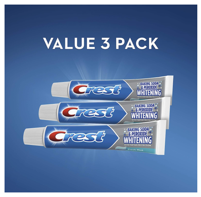 Crest Baking Soda &amp; Peroxide Whitening Toothpaste Fresh Mint 161g 3 Pack