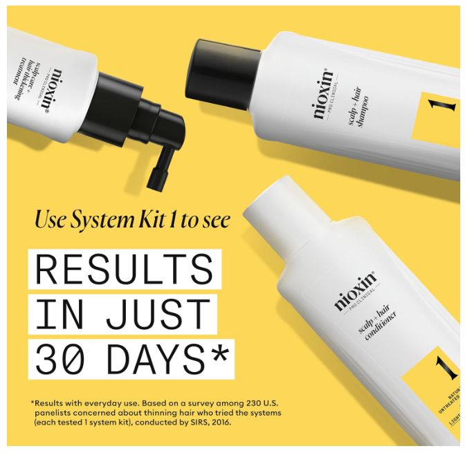 Nioxin System 1 Trial Kit – 150ml Shampoo + 150ml Conditioner + 50ml Treatment