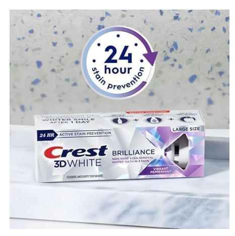 Crest 3D White Fluoride Anticavity Toothpaste Vibrant Peppermint 130g 3 Pack
