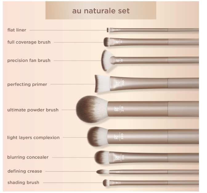 Real Techniques Au Naturale 9-Piece Glow Kit Makeup Brush Set