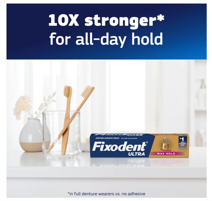 Fixodent Ultra Max Hold Denture Adhesive (62.4g / 2.2 oz)
