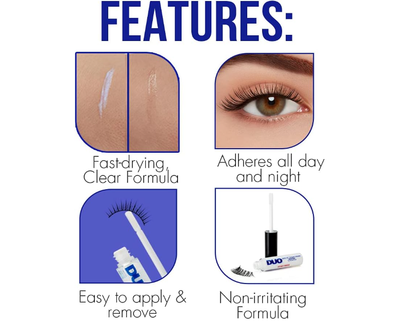 DUO Quick-Set Lash Glue Blue Striplash Adhesive White/Clear Latex Free 5g
