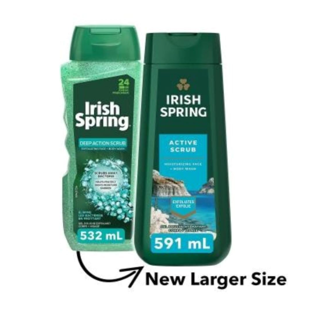 Irish Spring Body Wash Active Scrub Moisturizing Face Exfoliating Gel 20 fl oz – 2 Pack