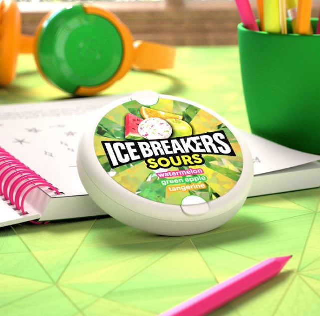 Ice Breakers Sours Watermelon, Green Apple & Tangerine Sugar-Free Mints 42g