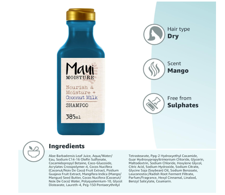 Maui Moisture Nourish &amp; Moisture + Coconut Milk Szampon 385ml