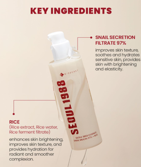 K-Secret Seoul 1988 Essence Snail Mucin 97% + Rice
