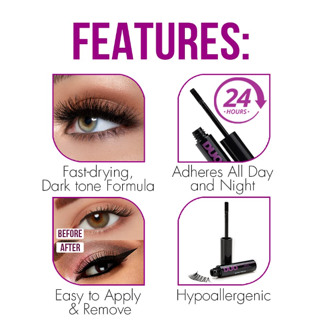 DUO Quick-Set Lash Glue Purple Striplash Adhesive Dark Tone Latex Free 5g