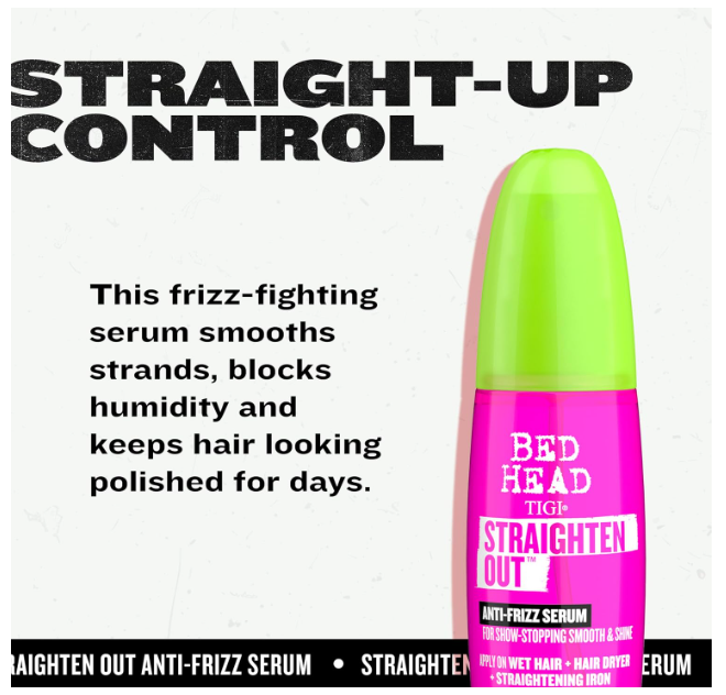 Bed Head by TIGI Straighten Out Anti-Frizz Serum for Smooth and Shiny Hair 100ml