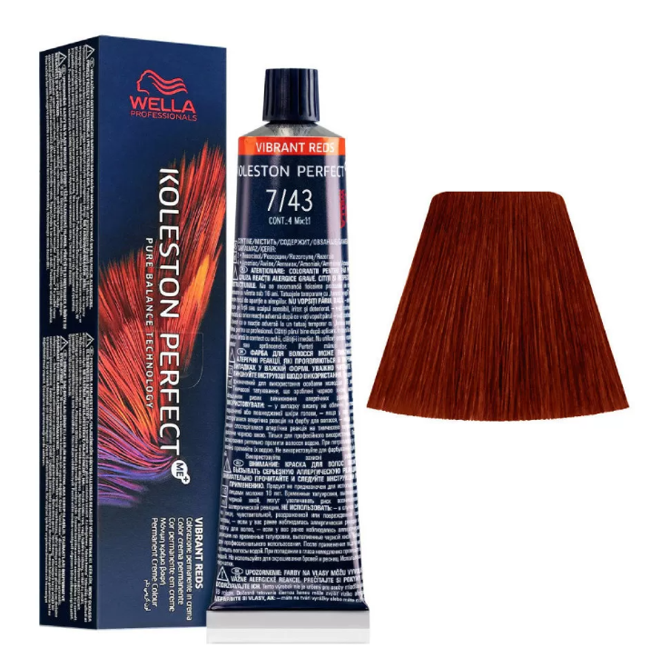 Wella Professionals Koleston Perfect Me 7/43 Medium Blonde Red Gold 60ml