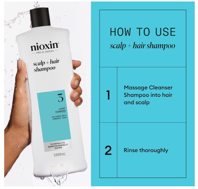 Nioxin System 3 Scalp &amp; Hair Cleanser Shampoo 1000ml
