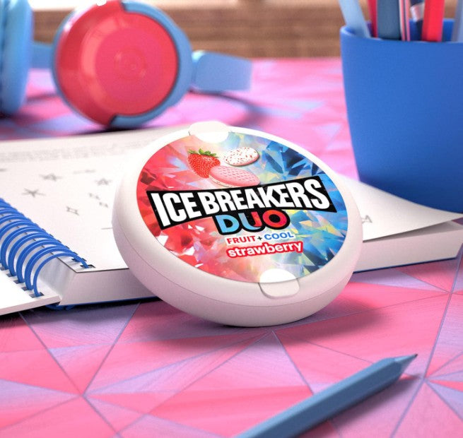 Ice Breakers Duo Sugar Free Mints Strawberry & Mint – Pack of 8 x 42g