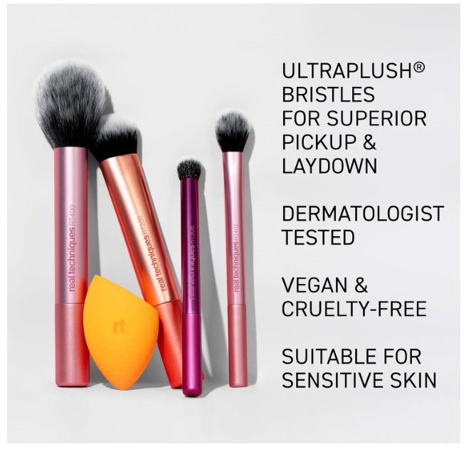 Real Techniques 6 Piece Everyday Essentials Makeup Brush and Sponge Value Set