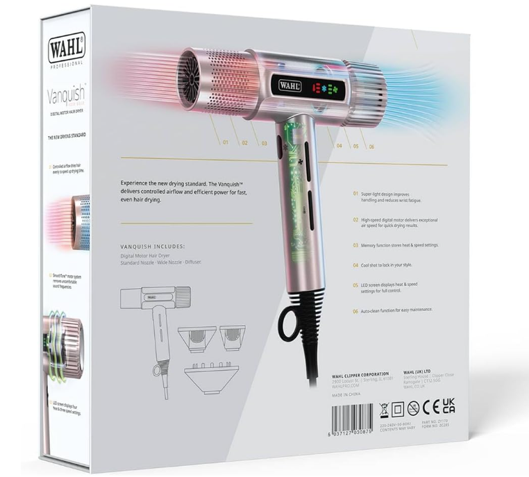 Wahl Vanquish Rose Gold Hair Dryer – Lightweight with LED Display