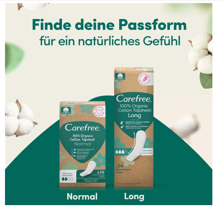 Carefree Organic Normal Unscented Pantiliners Pack of 30