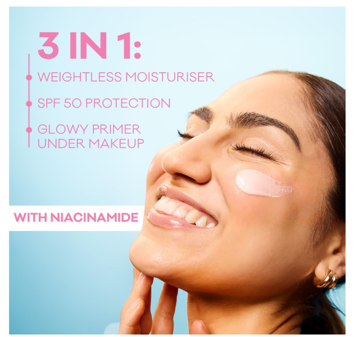 Biore UV Aqua Rich Glowy Weightless Moisturiser SPF50 with 1% Niacinamide 50ml