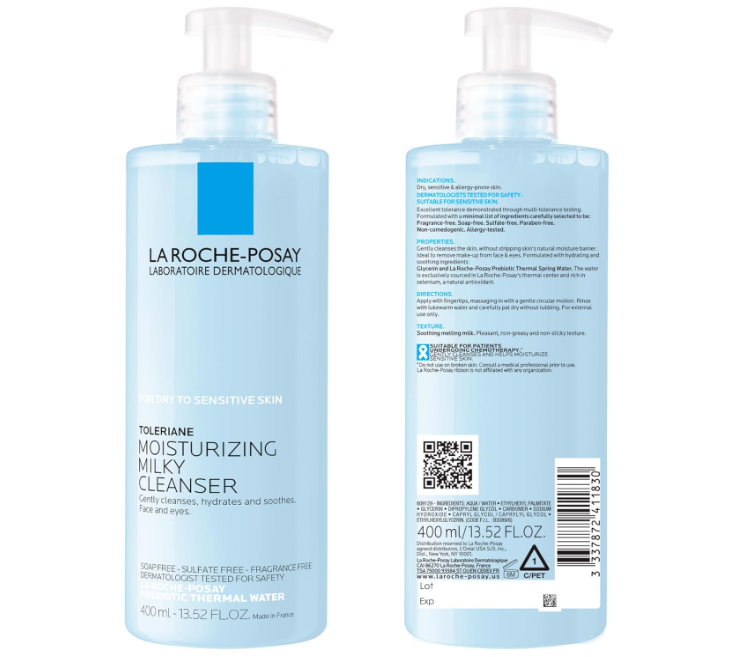 La Roche-Posay Toleriane Dermo Milk Facial Cleanser for Sensitive and Allergy-Prone Skin 200ml