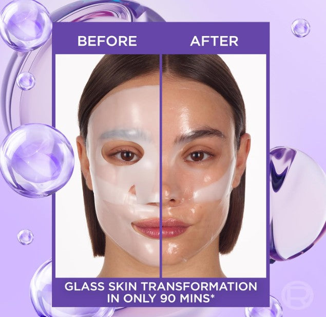 L'Oréal Paris Glass Skin Hydrogel Glow Mask Box of 4