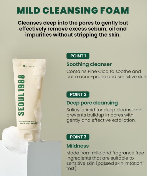 K-Secret Seoul 1988 Cleansing Foam Pine Cica 1% + Probiotics 150ml